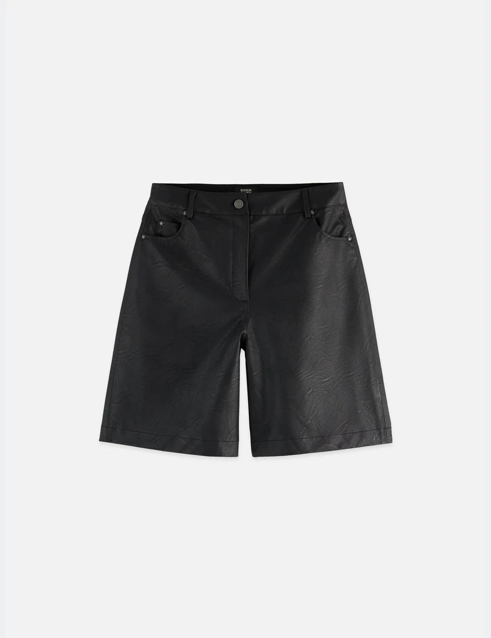 High Rise Faux Leather Short flat lay showing product details by Scotch & Soda