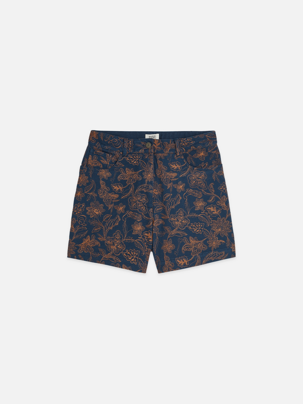 Embroidered high rise shorts