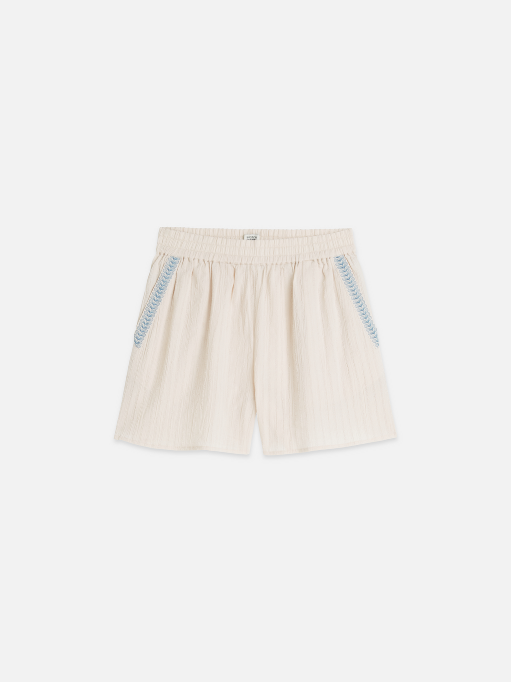 Embroidered cotton crepe shorts