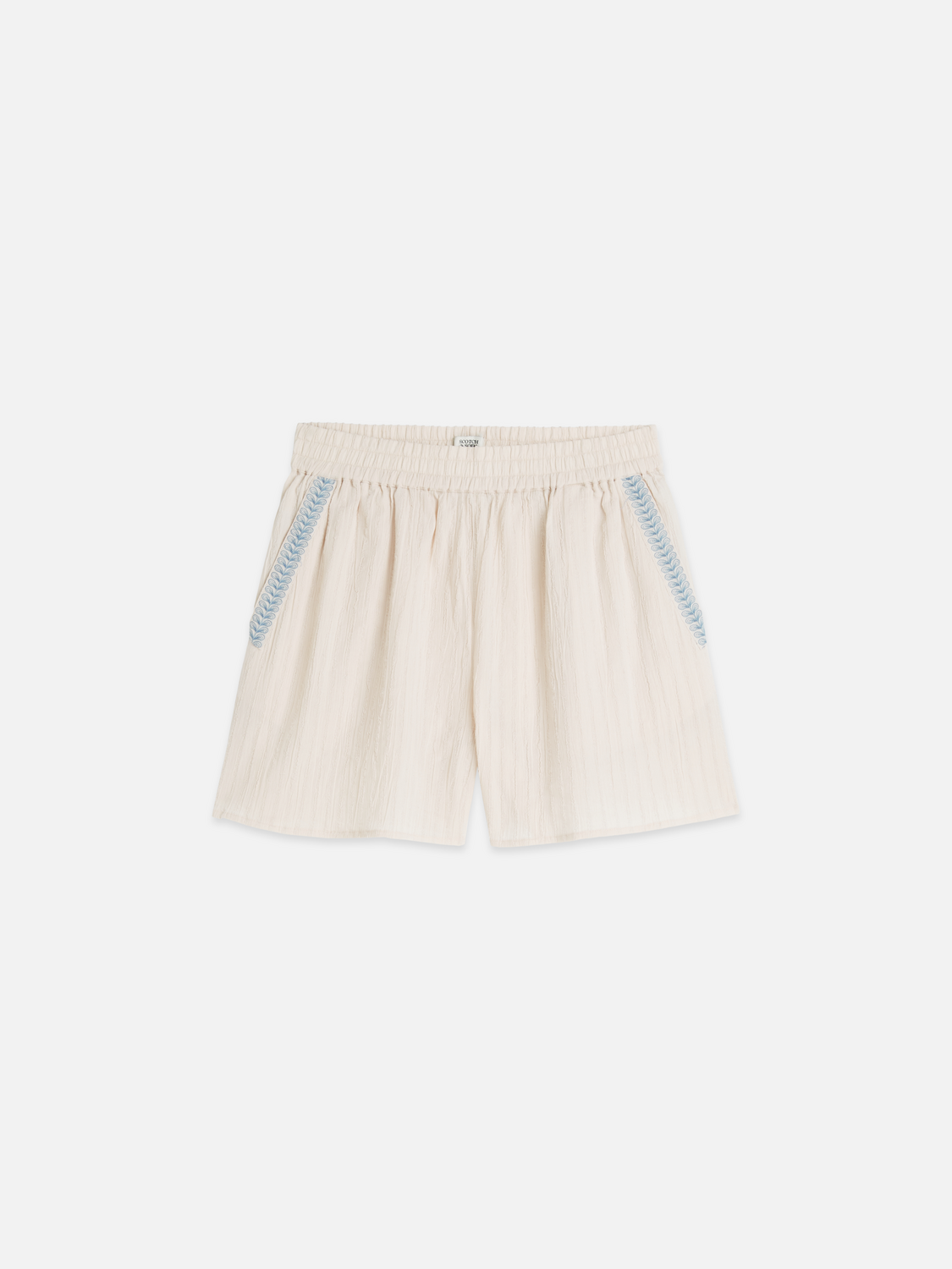 Embroidered cotton crepe shorts