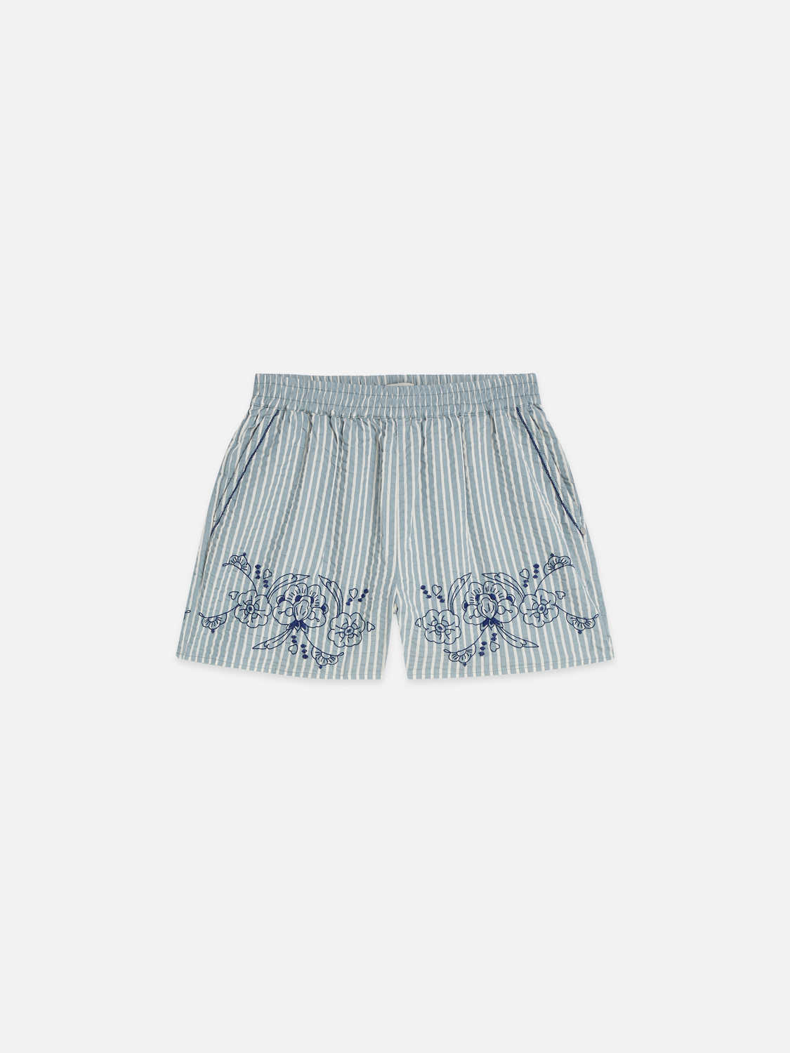Embroidered structured shorts
