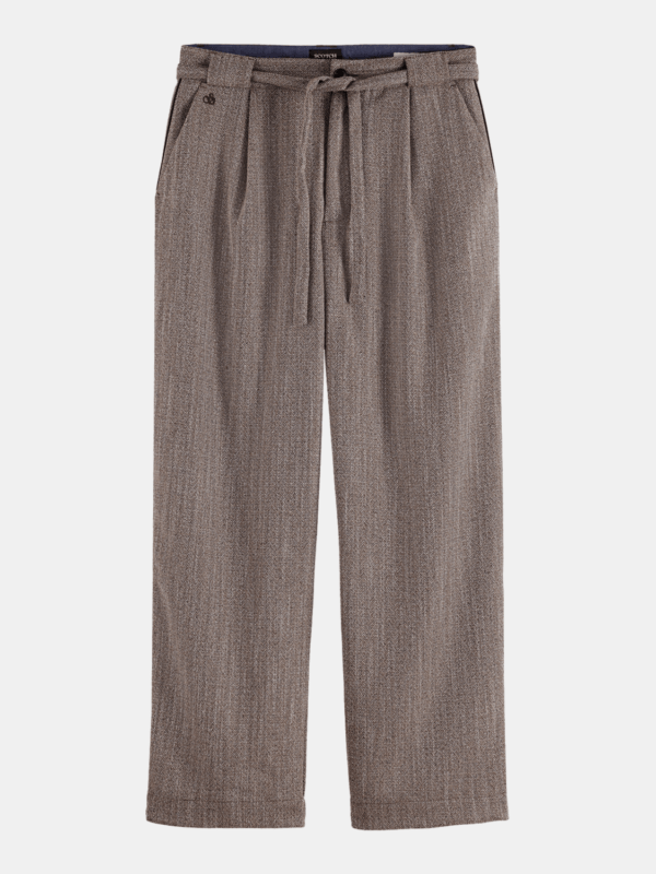 Herringbone Yarn-Dyed Pleated Baggy Fit Chino
