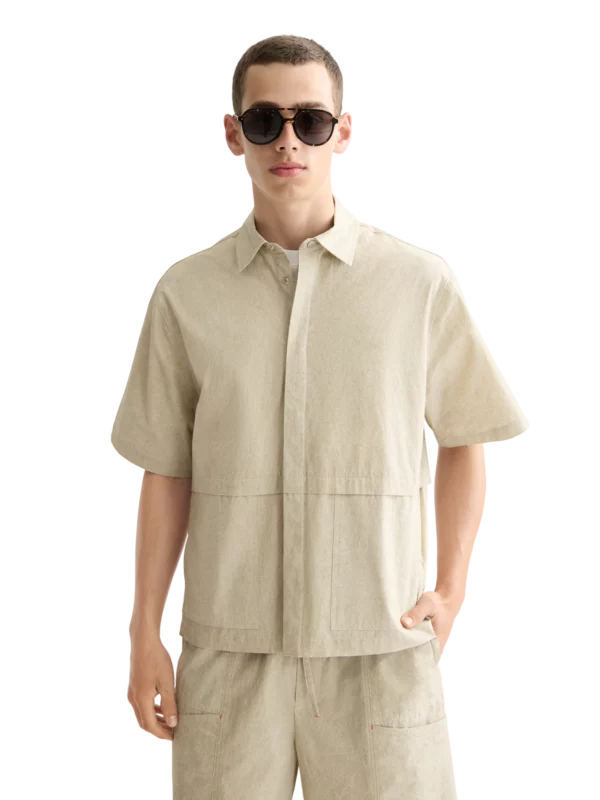 Washed Layered Short-Sleeved Shirt