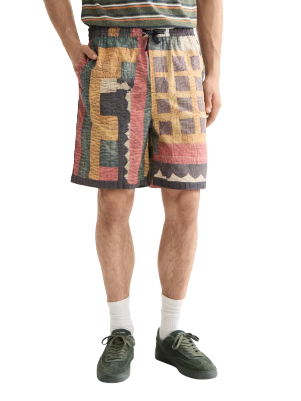 Printed Patchwork Cotton-Poplin Loose Fit Bermuda
