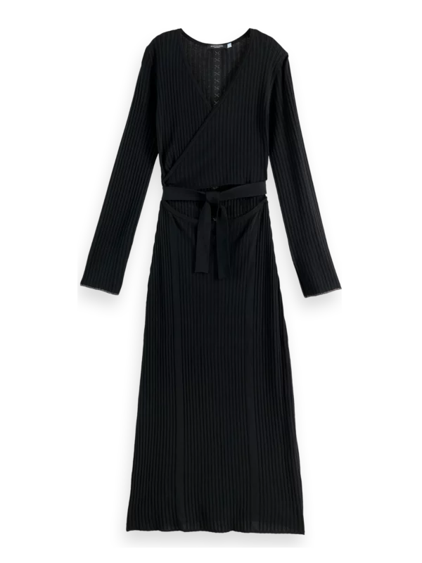 Skinny Rib Knitted Wrap Dress