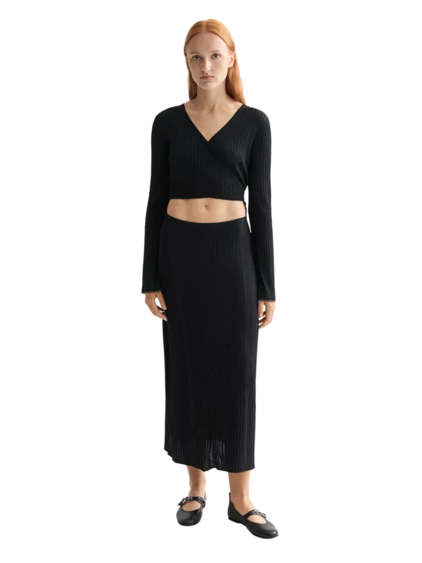 Skinny Rib Knitted Wrap Dress