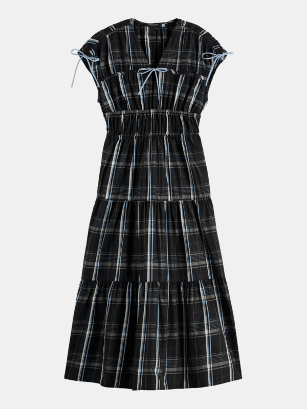 Gathered Taffeta Midi Dress With Tied Details